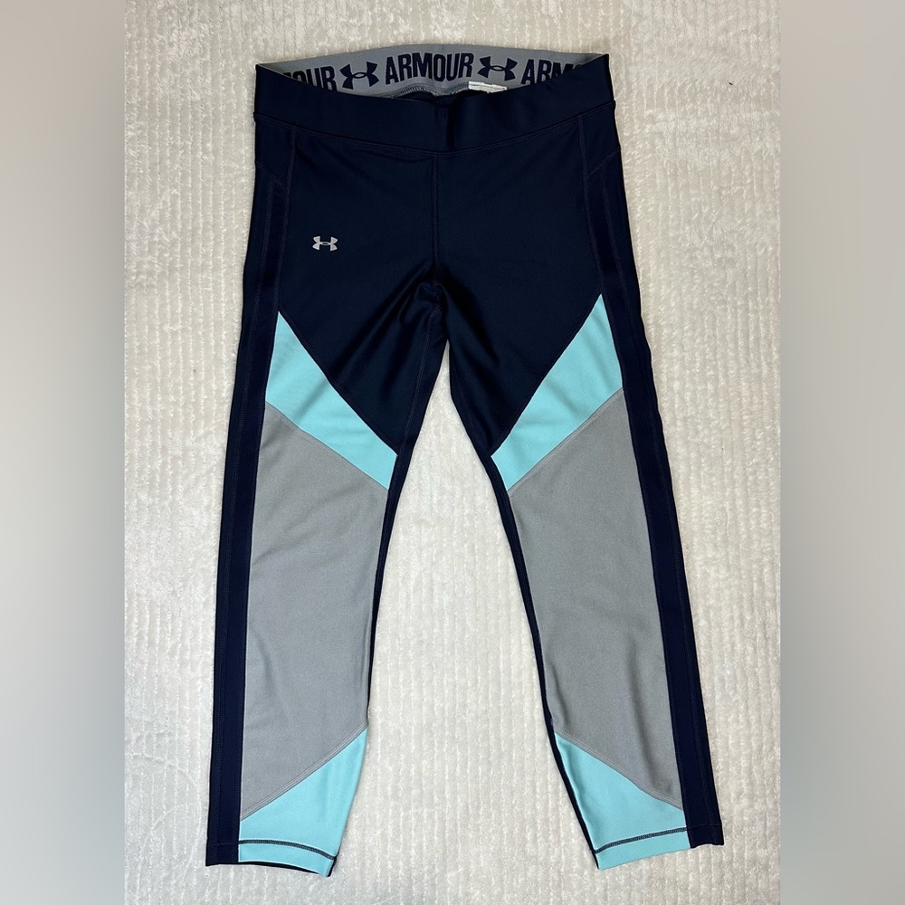 Under Armour Compression Heatgear Leggings Cropped Color Block Women Size Large